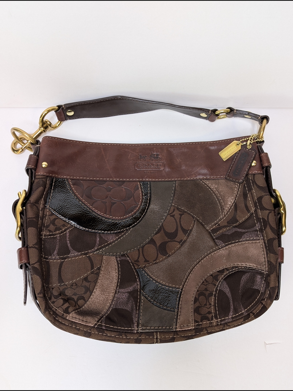Vintage Coach Zoe Mosaic Patchwork Signature C Hobo Shoulder Bag F087-13515